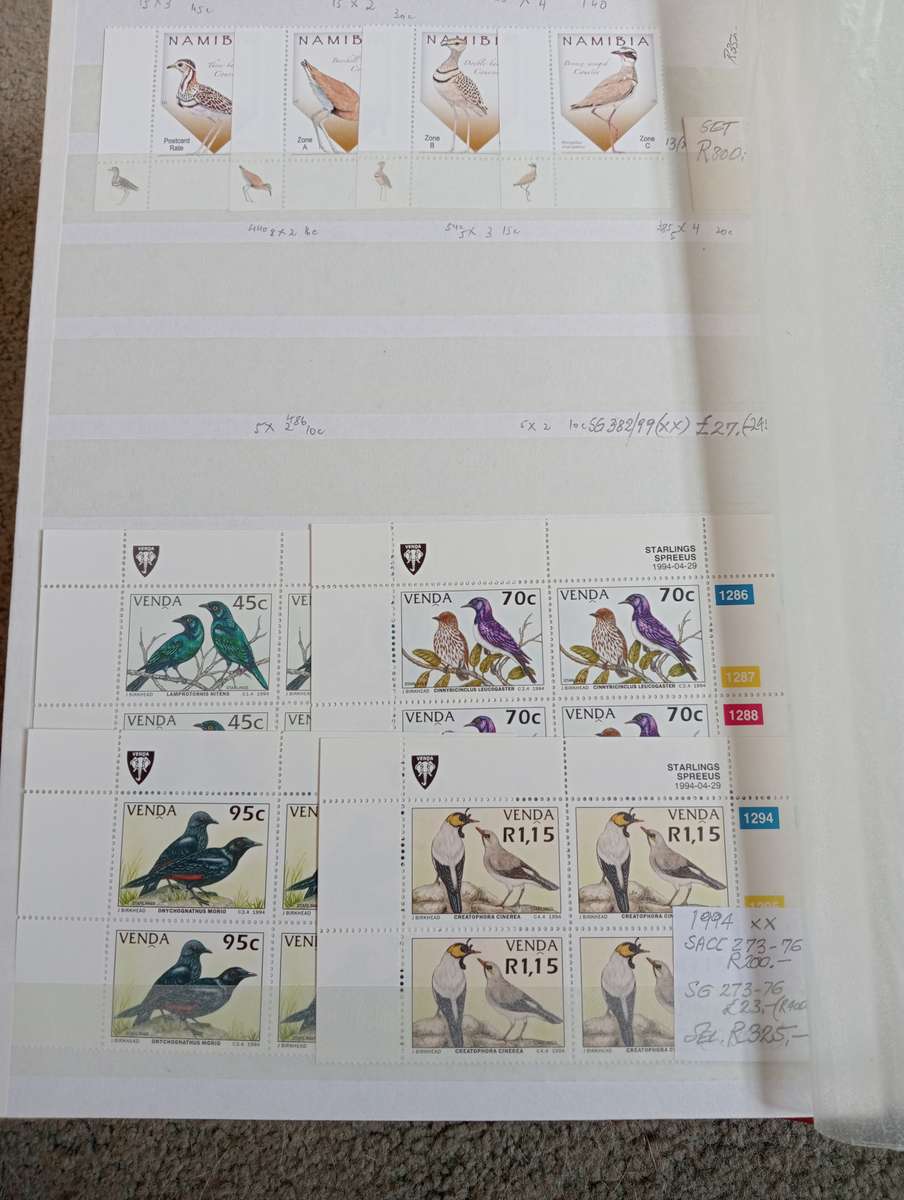 VALUABLE BIRDS ETC M/SHEETS  COLLECTION-NAMIBIA BLOCKS TBVC CONTROLS AND MANY MORE