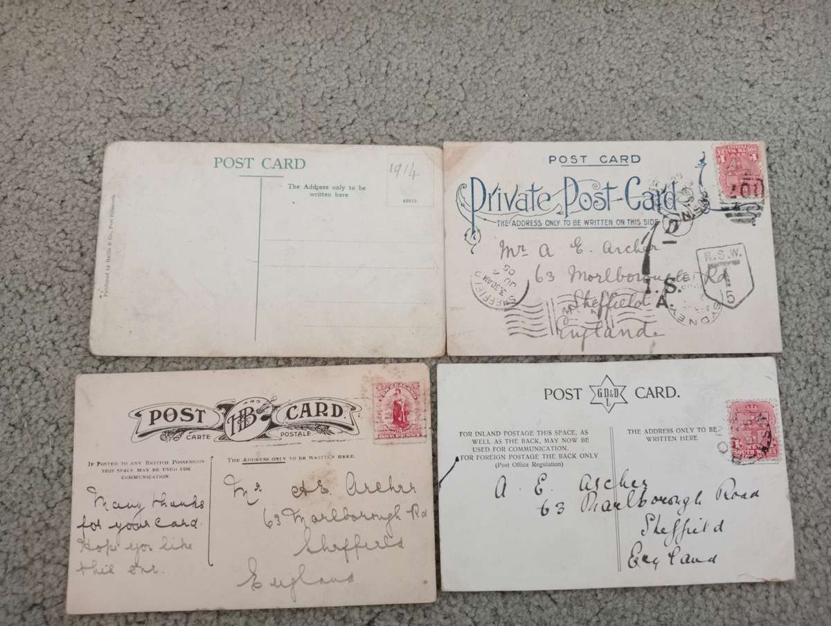 LOVELY     4 EARLY 1900`s POSTCARDS-SEE THEM ALL TODAY-ANY BUY NOW GETS AN EXTRA CARD !!!