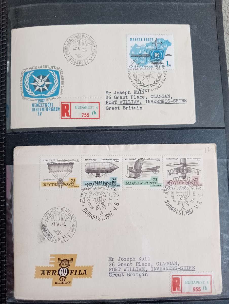 16 LOVELY 1960`S HUNGARIAN COVERS TO ENGLAND -SEE ALL BELOW AND OTHER LOTS