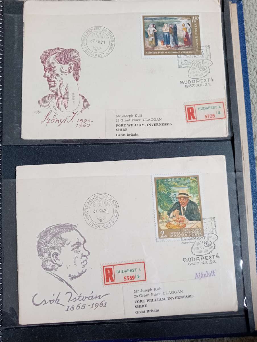 14 LOVELY 1960`S HUNGARIAN COVERS TO ENGLAND -SEE ALL BELOW AND OTHER LOTS