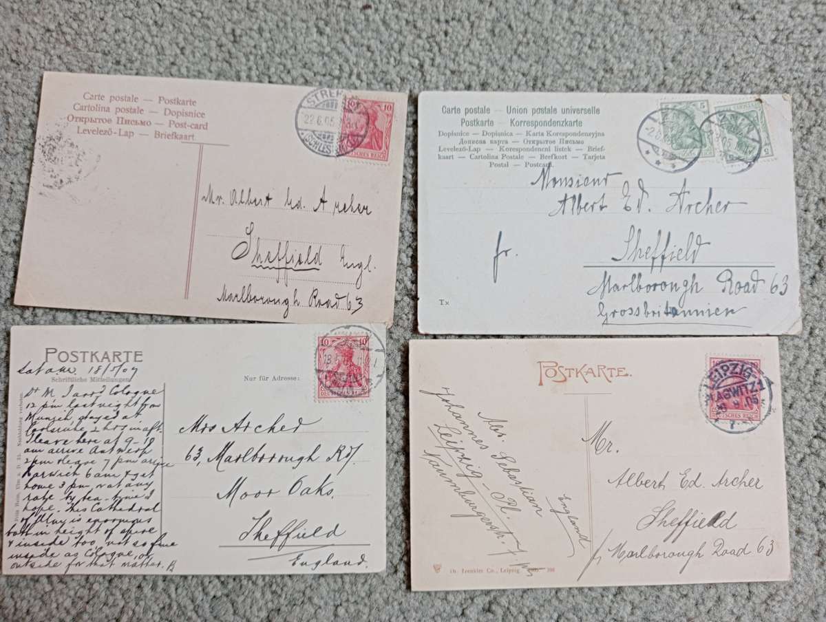 EARLY 1900`S LOVELY POSTCARDS FROM GERMANY TO ENGLAND-SEE BELOW  ANY BUY NOWS GET FREE CARD