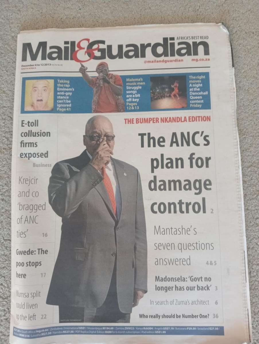 EXTREMELY SCARCE 5 DIFFERENT " MANDELA NEWSPAPERS 2013 " UNREAD AS NEW-ALL PARTS INCLUDED !!