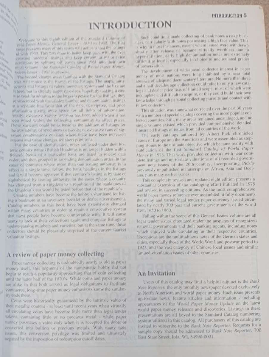 1066 PAGE HARD COVER CATALOGUE OF WORLD BANK NOTES-NICE CONDITION