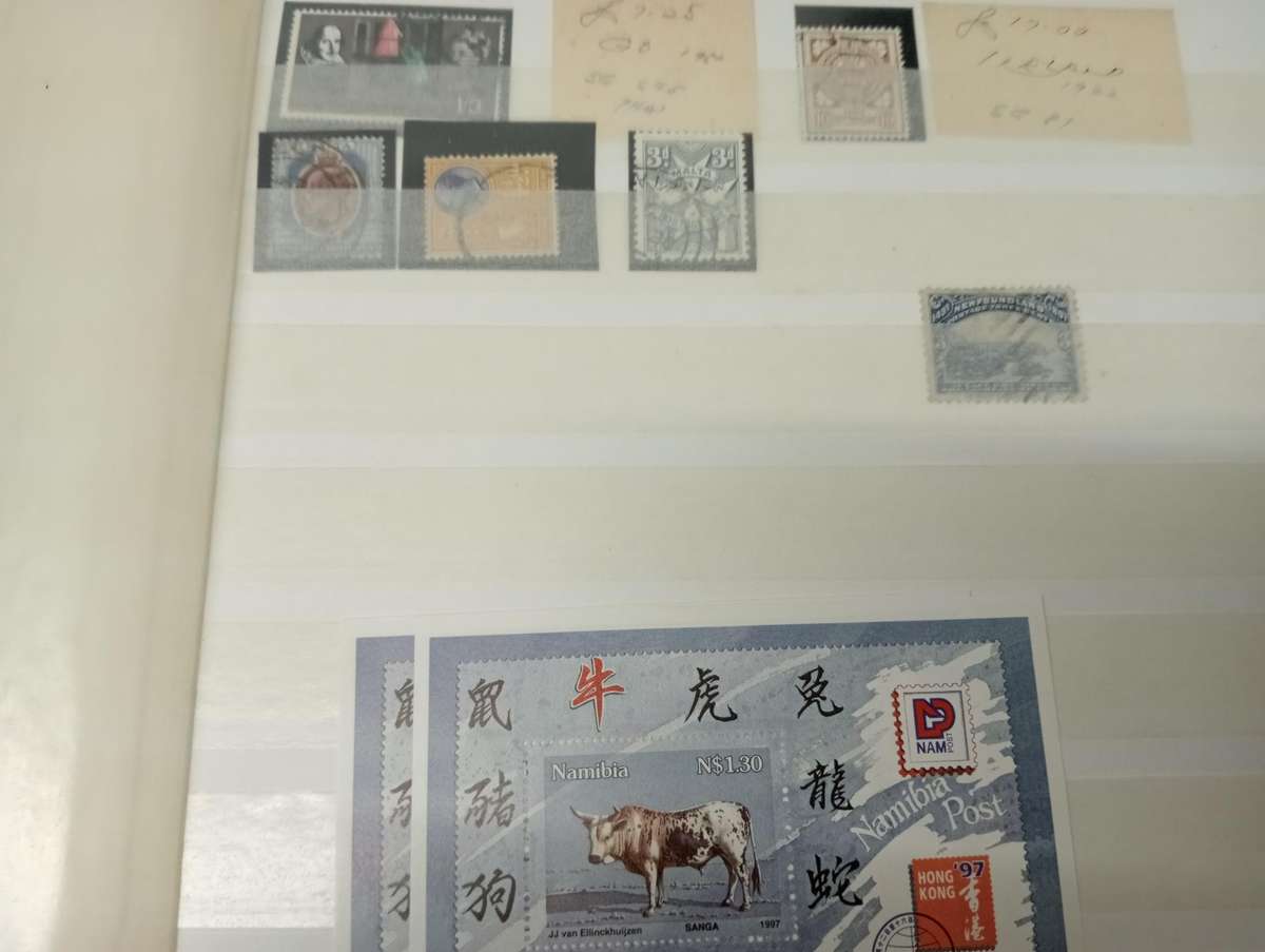 CLEAN STOCK BOOK with odds and ends.