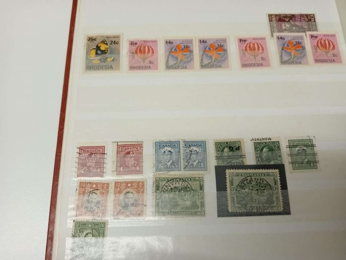 CLEAN STOCK BOOK with odds and ends.