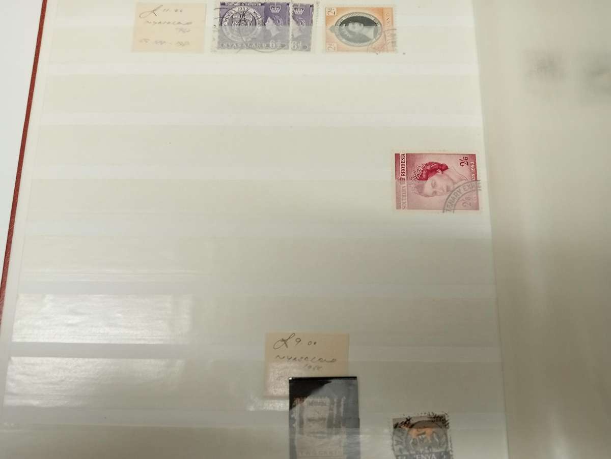 CLEAN STOCK BOOK with odds and ends.