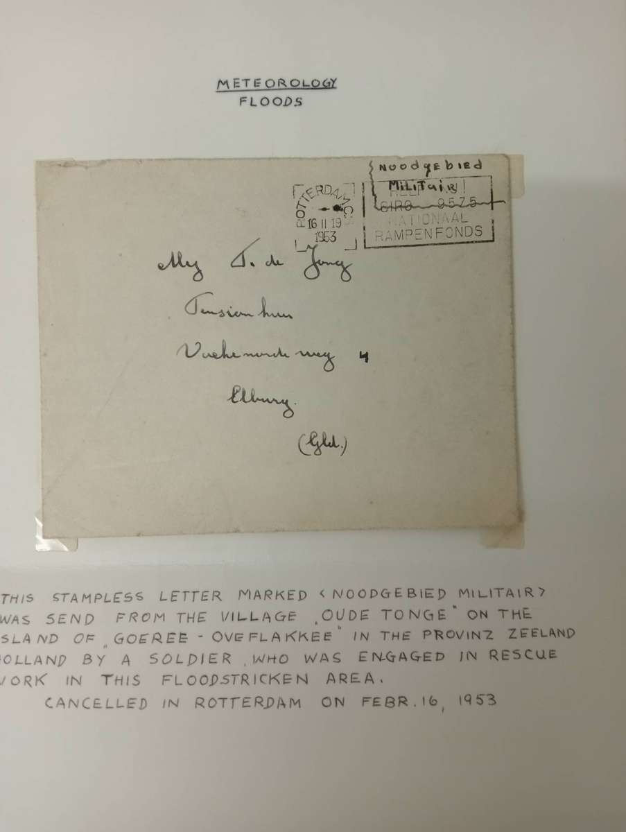 NETHERLANDS-VERY SCARCE " FLOOD COVER " WRITTEN UP