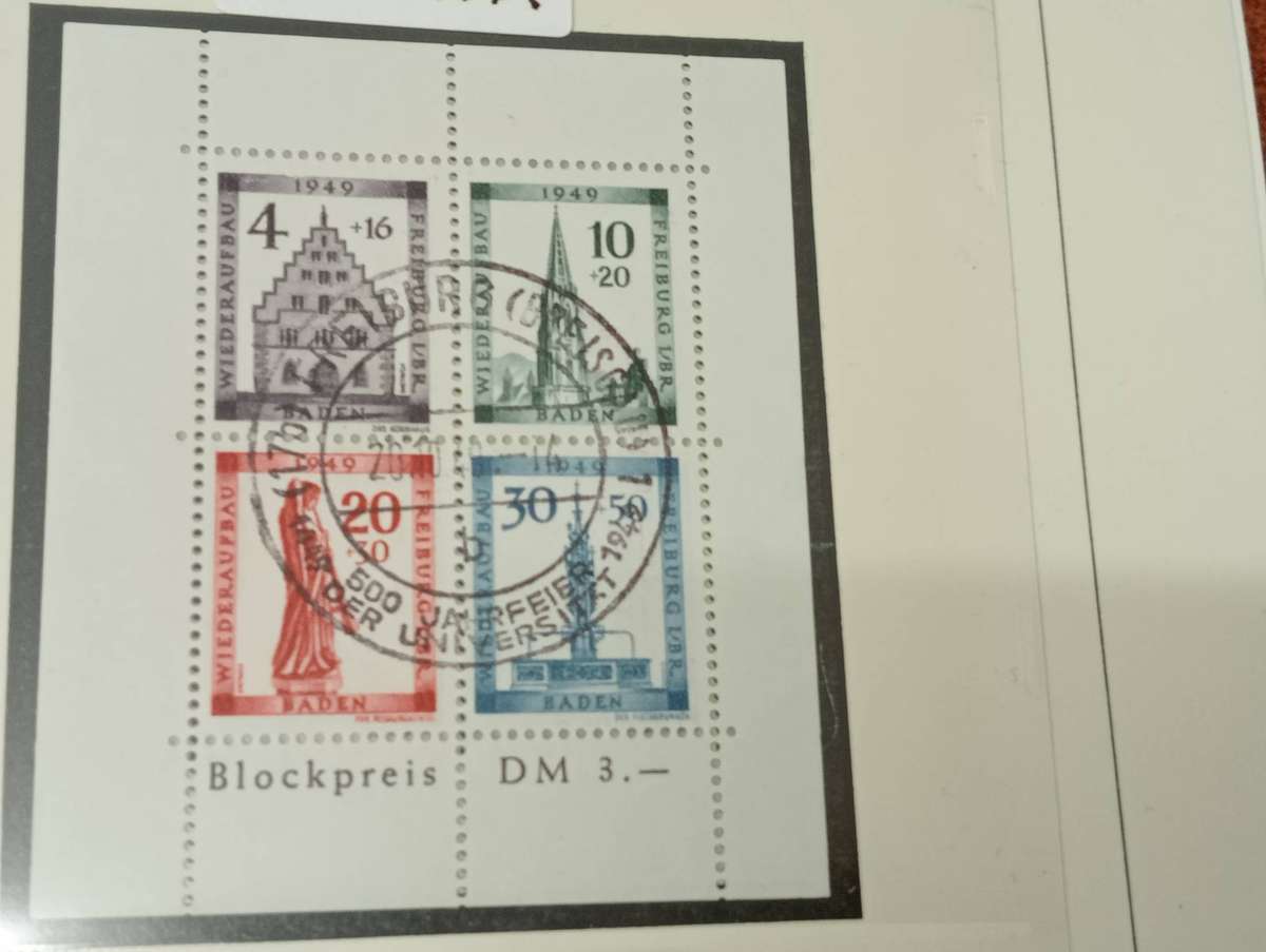 GERMAN STATES- R8880.00   BADEN  1949  SCARCE PERF m/sheet superb used