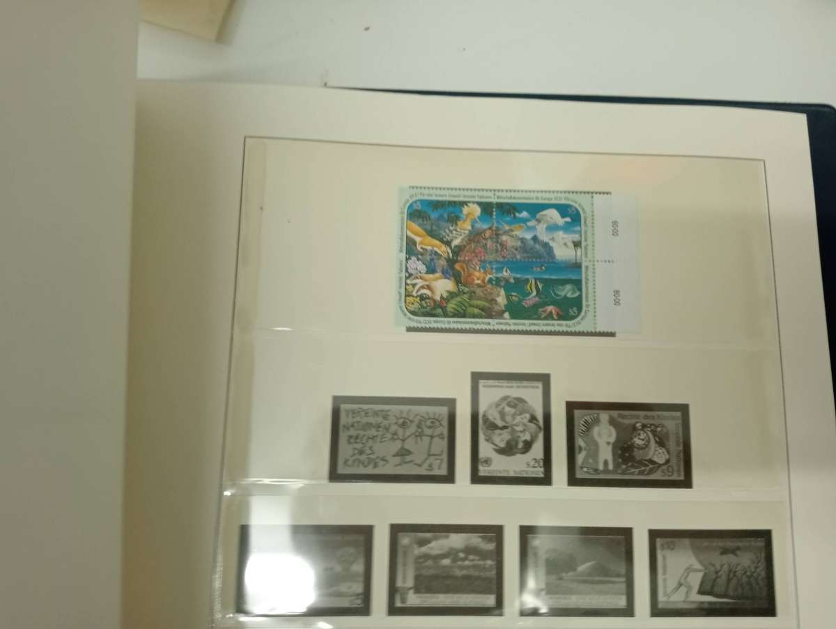 EXPENSIVE LINDNER STAINLESS STEEL ALBUM UNO MOSTLY EMPTY SOME BLOCKS UMM-many pages