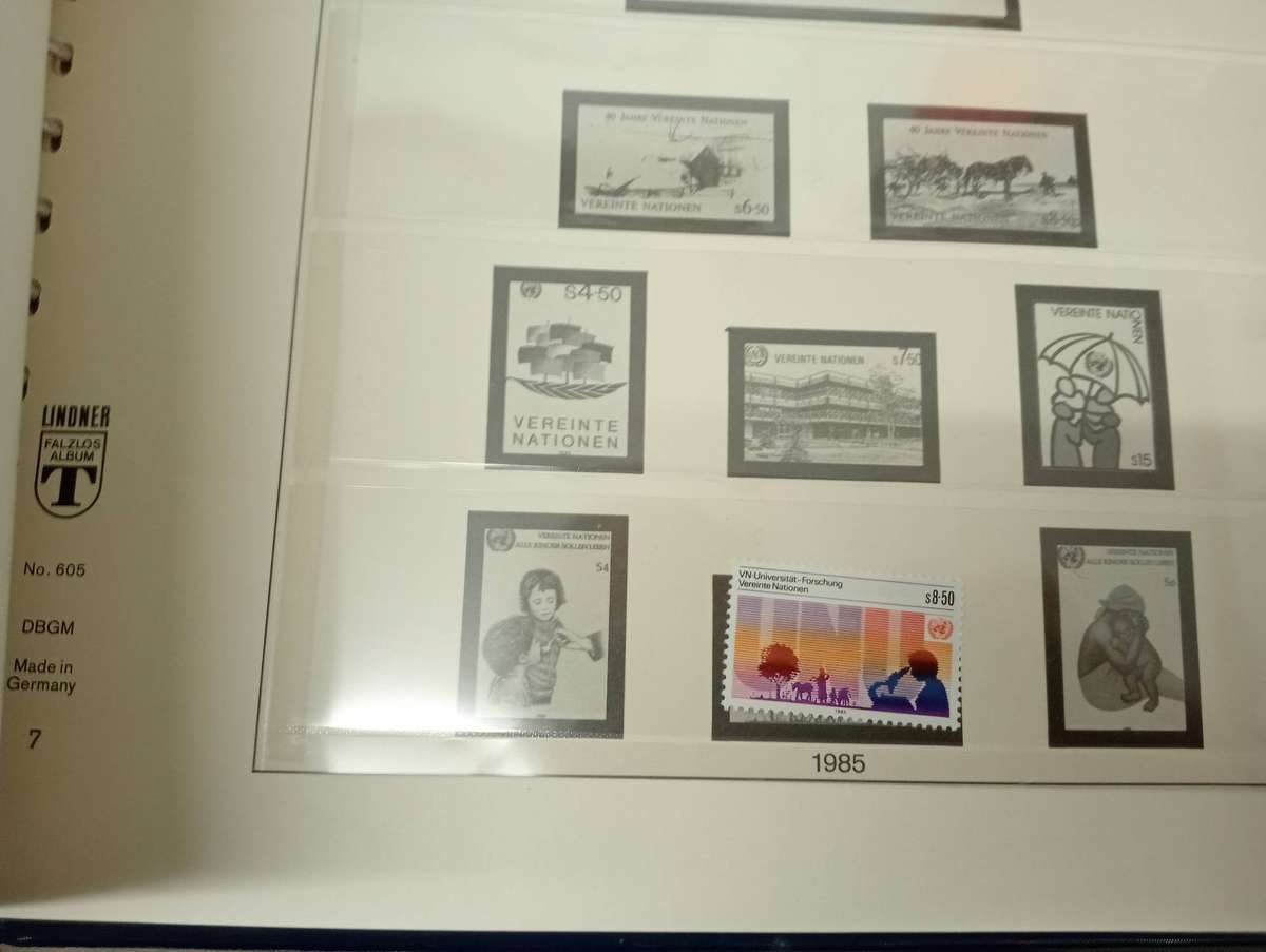 EXPENSIVE LINDNER STAINLESS STEEL ALBUM UNO MOSTLY EMPTY SOME BLOCKS UMM-many pages