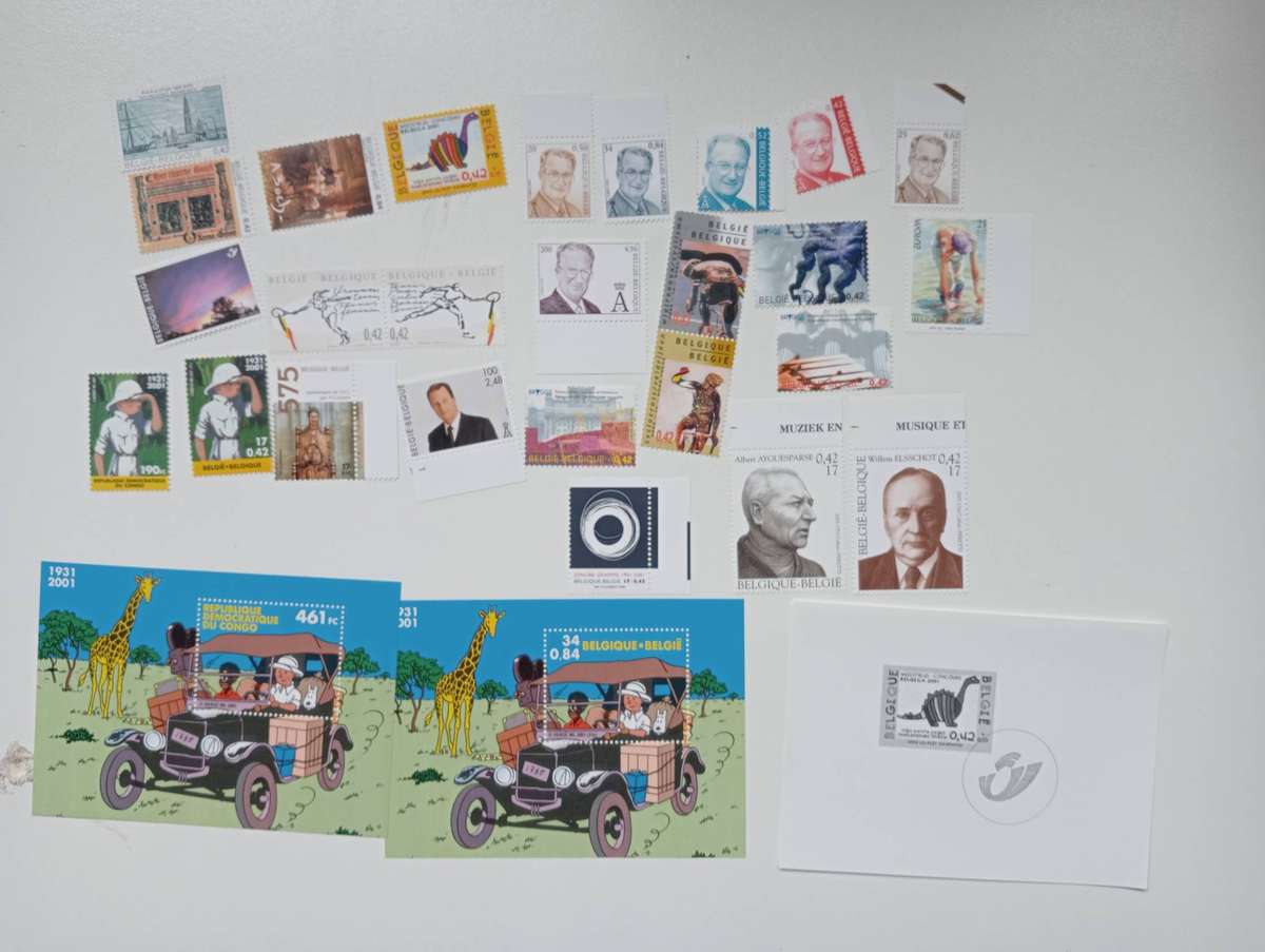 BELGIUM-VERY SCARCE  500 GBP     MODERN 2001/3 SETS MINI SHEETS AND MORE ALL UMM-DRAG DOWN MANY LOTS