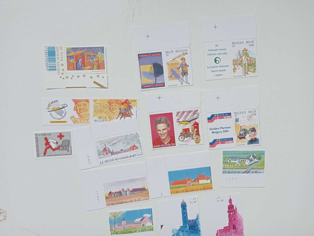 BELGIUM-VERY SCARCE  500 GBP     MODERN 2001/3 SETS MINI SHEETS AND MORE ALL UMM-DRAG DOWN MANY LOTS