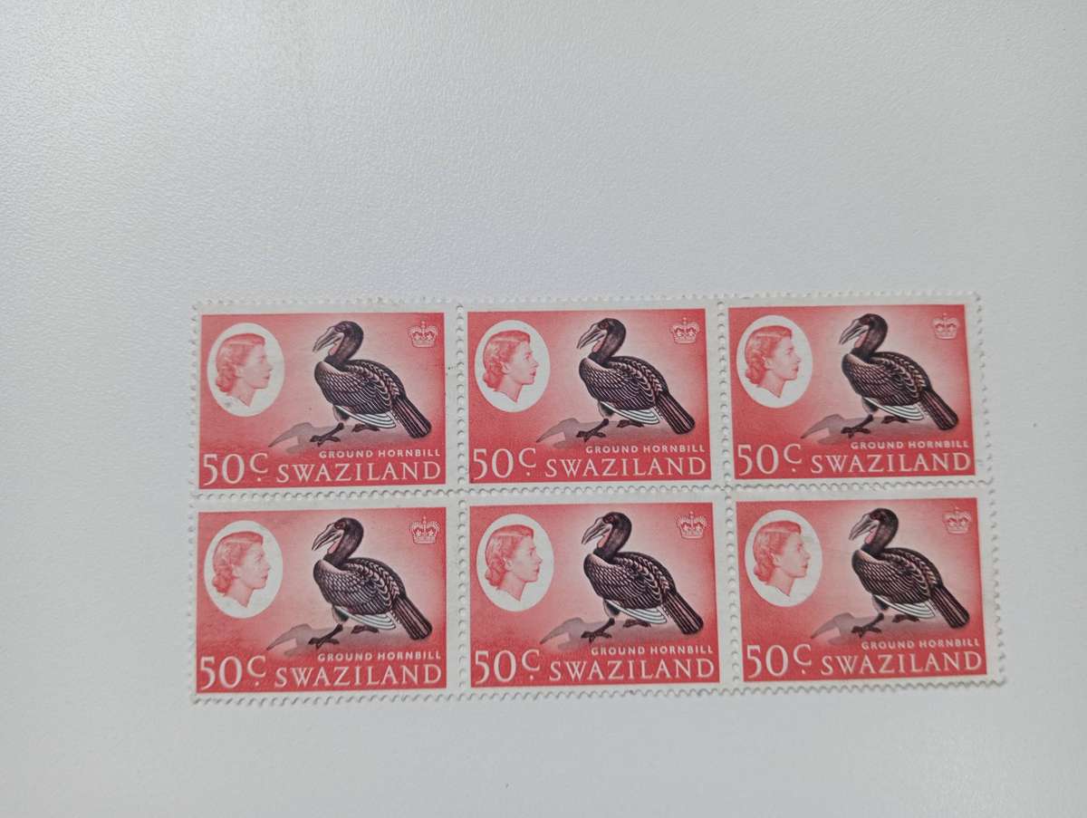 SWAZILAND 50c BIRD   UNUSED BLOCK-NO GUM