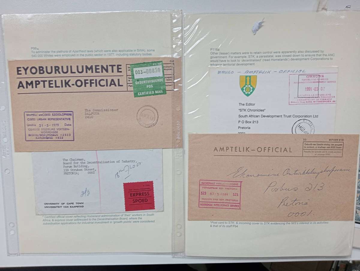 RSA-APARTHEID DOCUMENTS/COVERS  VERY FINE WRITTEN UP !!!