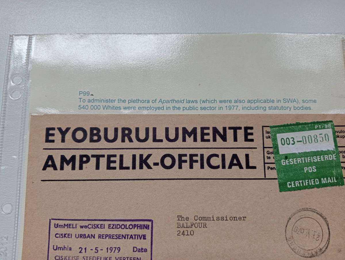 RSA-APARTHEID DOCUMENTS/COVERS  VERY FINE WRITTEN UP !!!