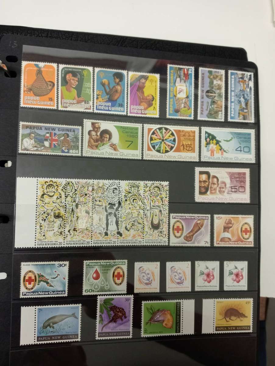 PAPUA NEW GUINEA-LOVELY COLLECTION CONTROLS AND MUCH MORE UMM odd minor light tone.12 FULL PAGES