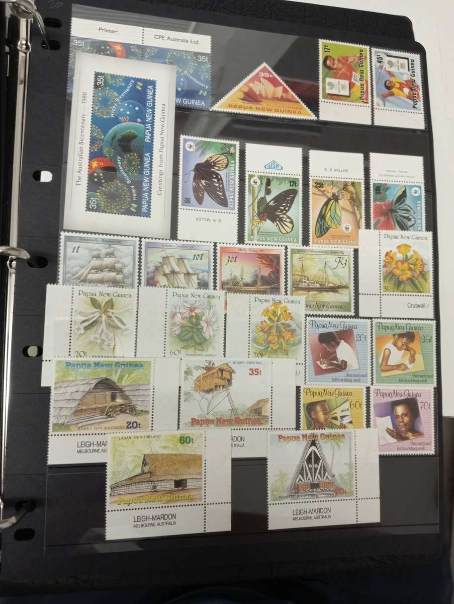 PAPUA NEW GUINEA-LOVELY COLLECTION CONTROLS AND MUCH MORE UMM odd minor light tone.12 FULL PAGES