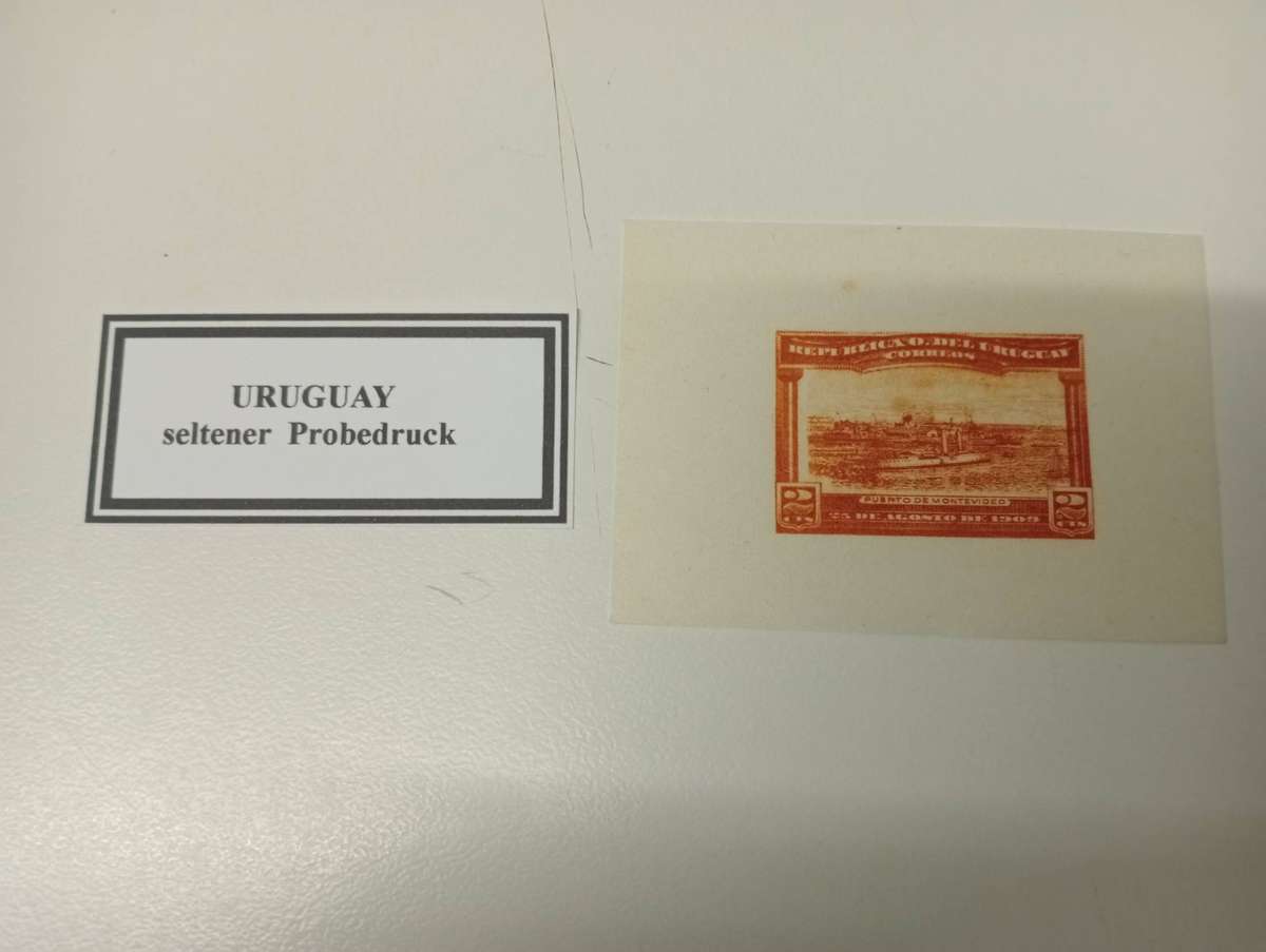 URUGUAY-SCARCE SUPERB " TRIAL PRINTING " TISSUE TYPE PAPER