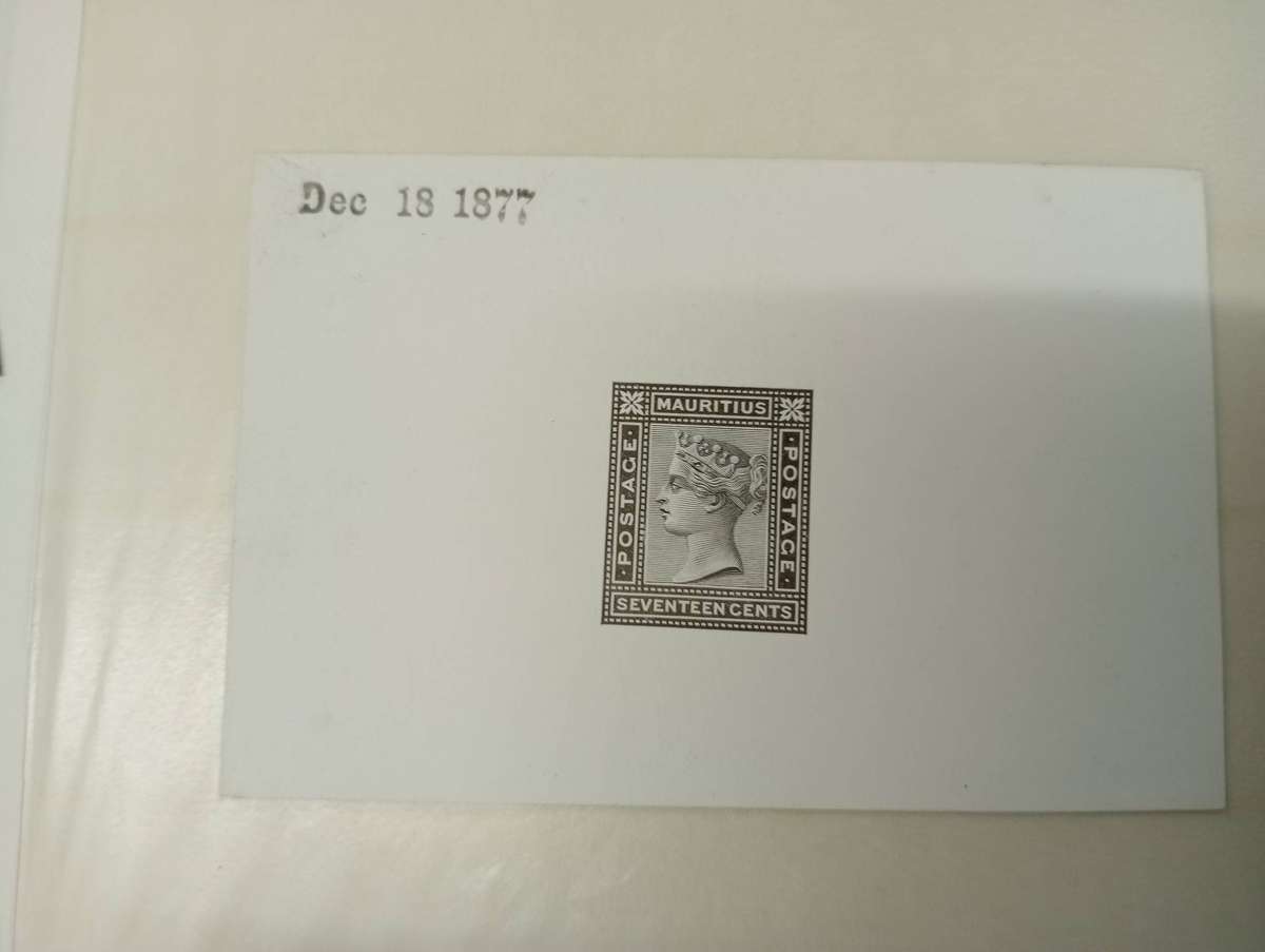 MAURITIUS-QV   VERY SCARCE  DIE PROOF SG 96 STAMPED " Dec 18  1877 " !! SIGNED ON BACK