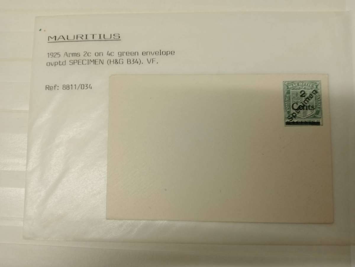 MAURITIUS-QV   SCARCE SPECIMEN OVERPRINT ON SUPERB UNUSED COVER