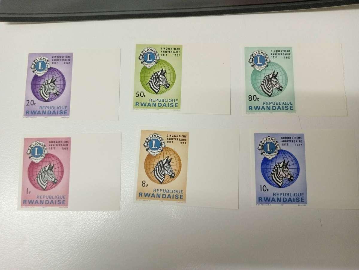 RWANDA-VERY SCARCE LIONS SET ALL UMM " IMPERF "