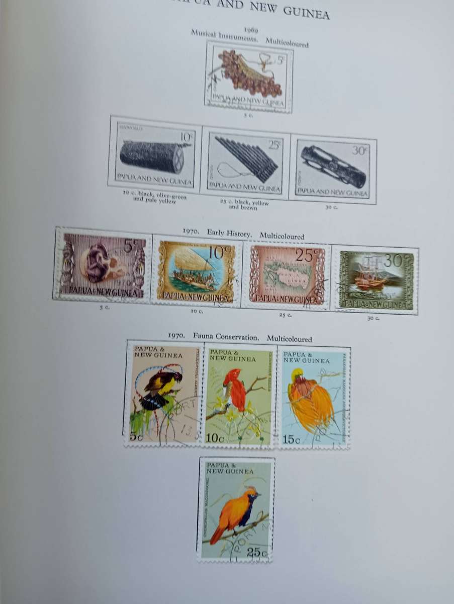 NEW AGE PRE-PRINTED ALBUM PAGES  PAUPUA NEW GUINEA TO POUND etc  MUST SEE pages below