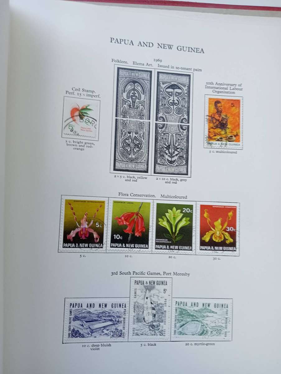 NEW AGE PRE-PRINTED ALBUM PAGES  PAUPUA NEW GUINEA TO POUND etc  MUST SEE pages below