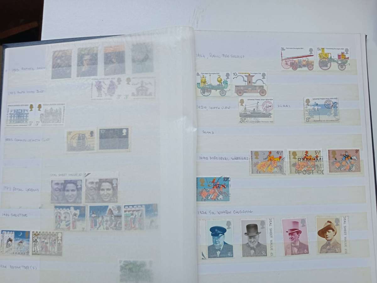 GB-MANY PAGES IN LARGE STOCK BOOK UMM QEII SETS-SOME DOUBLES ARE USED