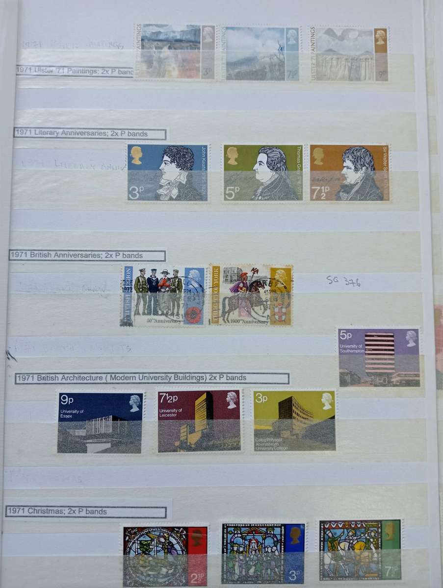 GB-MANY PAGES IN LARGE STOCK BOOK UMM QEII SETS-SOME DOUBLES ARE USED