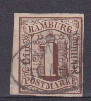 GERMAN STATES- HAMBERG R3150.00     1859 SCARCE Michel 2 superb used