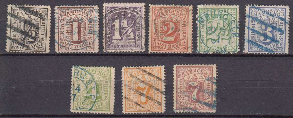 GERMAN STATES- HAMBERG R9130.00     1864 SCARCE vfu lot  INCLUDING  Michel 19