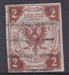 GERMAN STATES-LUBECK 1859  SG 3   R6300.00     VERY SCARCE  SUPERB USED
