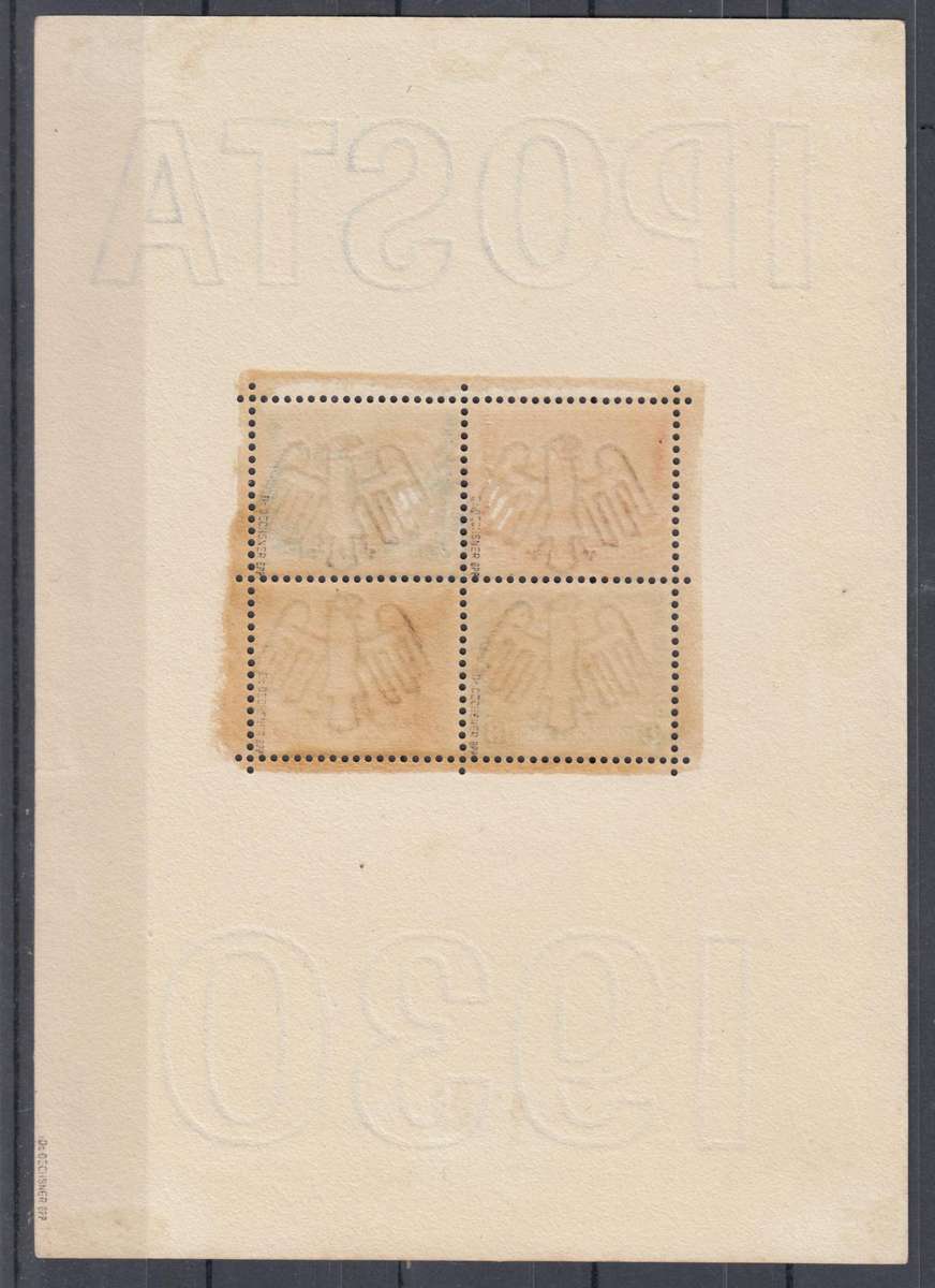 REICH-VERY SCARCE UMM 1930 M/SHEET R33 600.00 Michel Block 1 signed 5 times !!!