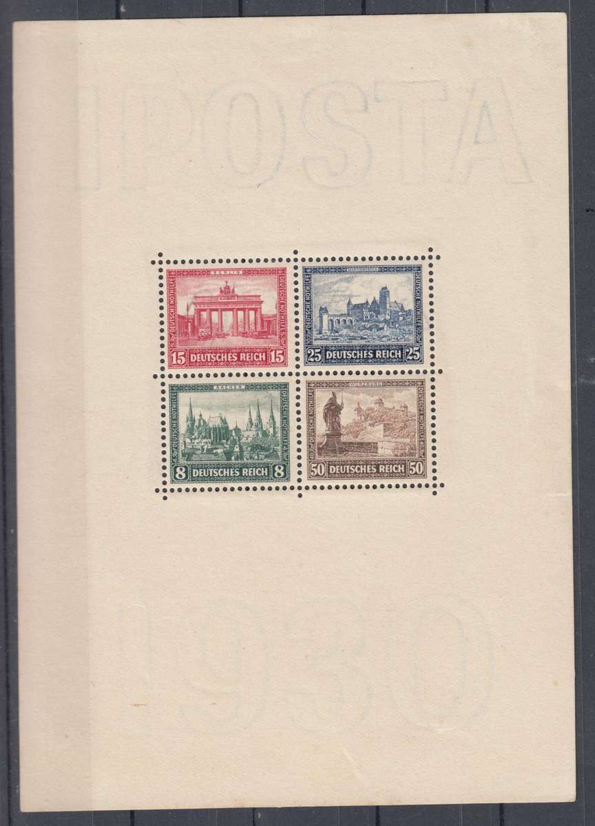 REICH-VERY SCARCE UMM 1930 M/SHEET R33 600.00 Michel Block 1 signed 5 times !!!