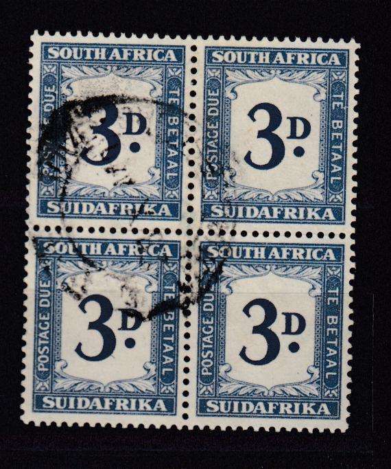 UNION-SCARCE 3d superb used postage due  BLOCK   R1200.00+