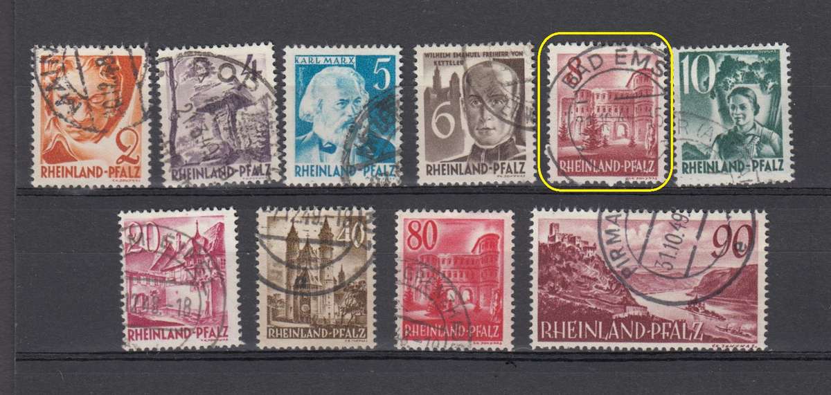 GERMANY-RHEINLAND-PFALZ VERY SCARCE " NO Pf " SGFR36 ' RINGED' IS RARE  R16 170.00