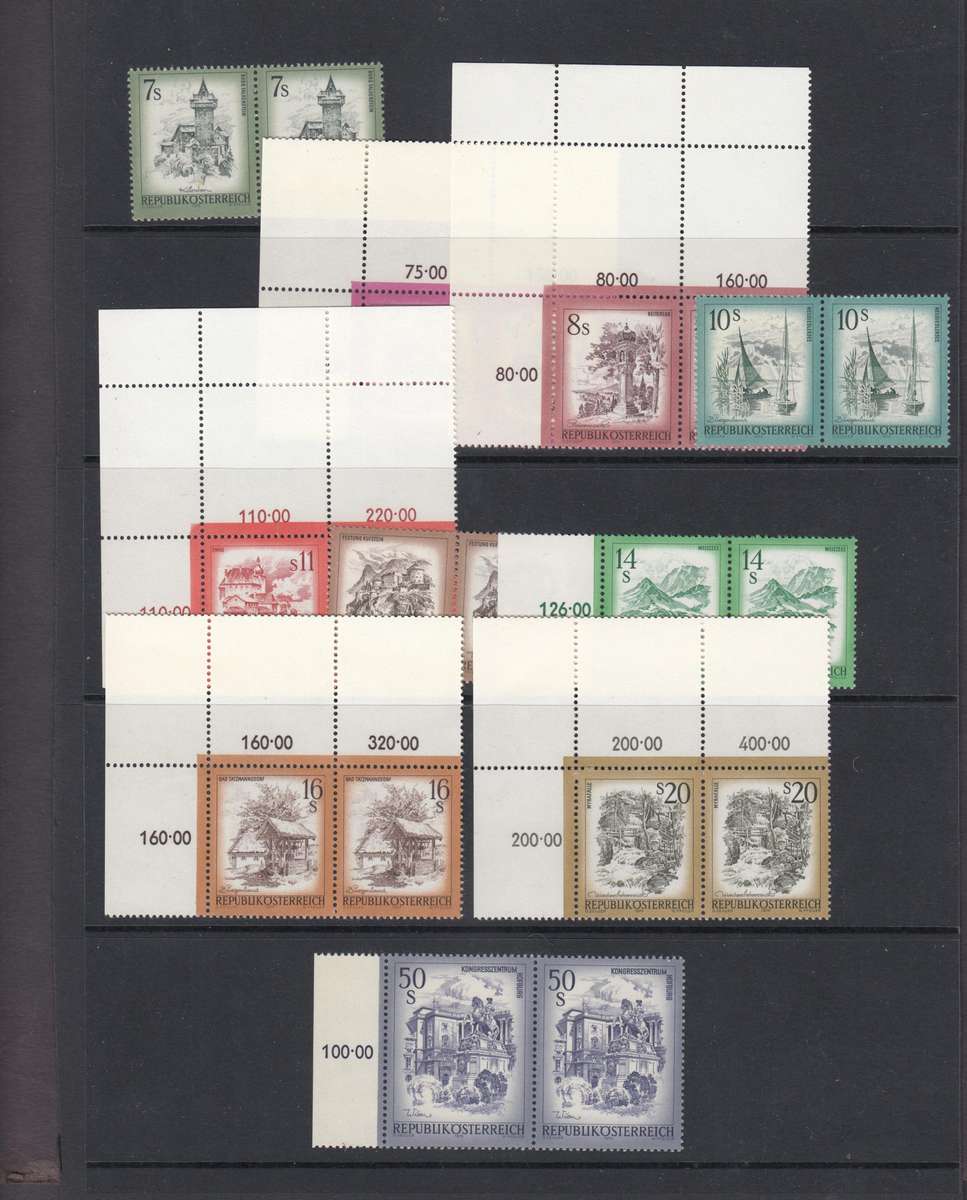 AUSTRIA-1973 VERY SCARCE  DEFINITIVES SUPERB UMM PAIRS  R5000.00 PLUS PLUS    SEE BELOW