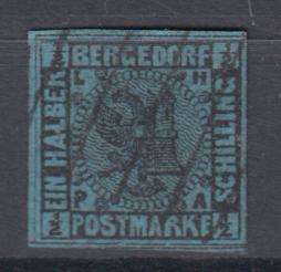 BERGEDORF-RARE 1861     R 31 250.00     SG2  EXPERTISATION SIGNATURE  SUPERB USED-SEE BELOW !!!