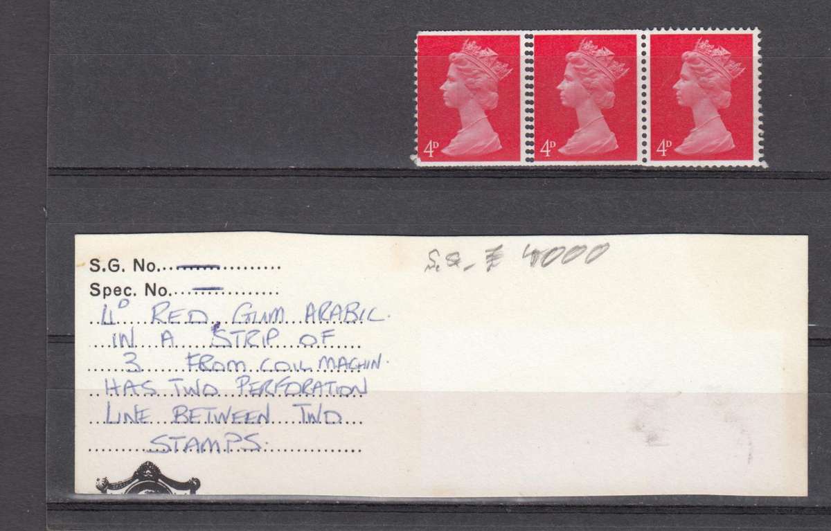 GB-QEII RARE STRIP SHOWING double perforations umm