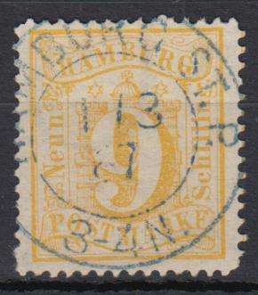 HAMBURG-1864 MOST RARE SG 38 SUPERB USED   R85 780.00 !!! WATERMARKED-GENUINE