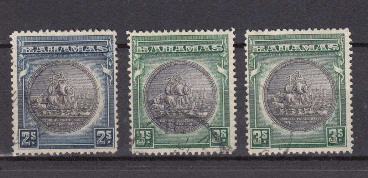 BAHAMAS-KGV SG 131c,132 and 132a VFU   R960.00