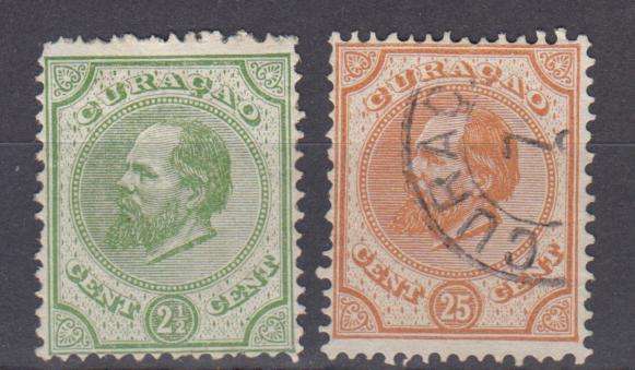 CURACAO-VERY FINE M AND USED " BLUISH PAPER "  SCARCE   SEE BACKS BELOW