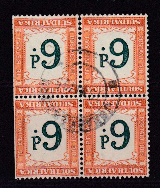 UNION-6d VFU POSTAGE DUE  BLOCK-INVERTERD W/MARK-IMPERF ONE MARGIN