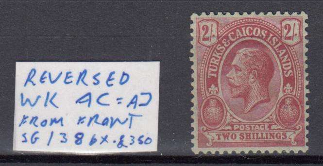 TURKS & CAICOS-VERY SCARCE SG 138b REVERSED WATERMARK SEE BELOW SUPERB MINT  R8340.00