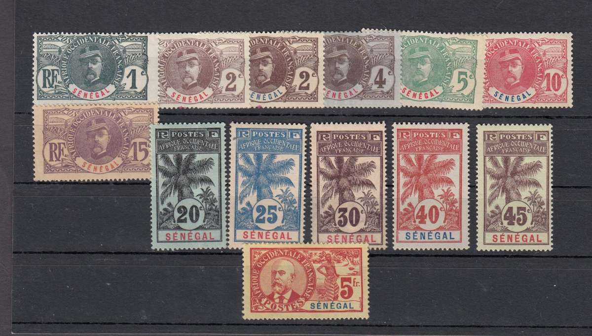 French Senegal-1906 vfm lot to 5F SG49 h.r.  R3840.00