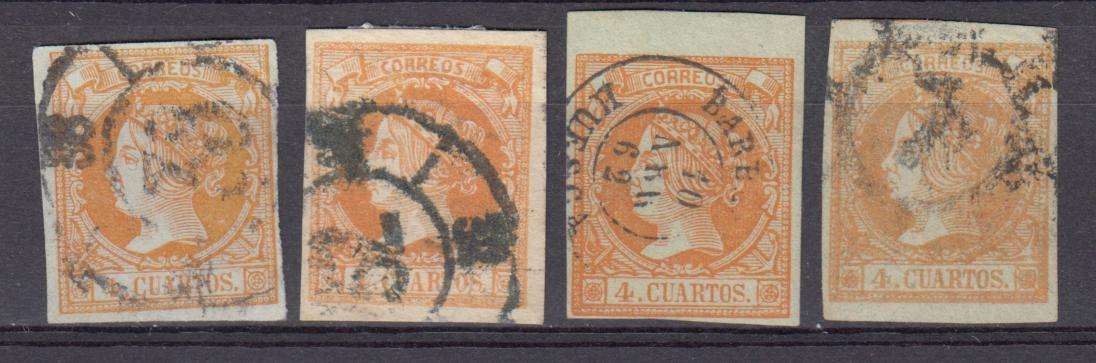 SPAIN-1860  SHADES/PAPERS VFU LOT !! SEE BACKS BELOW