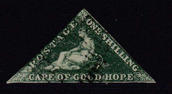 COGH-VERY NICE DARK GREEN SHILLING SG 8b ???   DEALERS STAMP-SEE BACK, BELOW