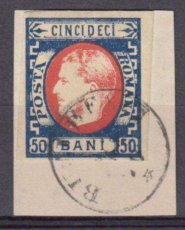 ROMANIA-1869 SCARCE  SG78 top value superb used on piece   EXPERTISED !  R1580.00+