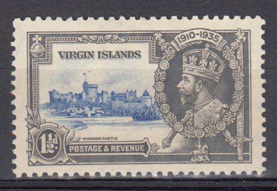 VIRGIN ISL. SILVER JUBILEE SCARCE " DOT BY FLAGSTAFF " VFM LIGHT H.R.