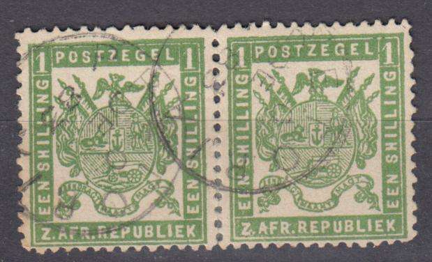 TRANSVAAL-1/ PAIR VFU  1883